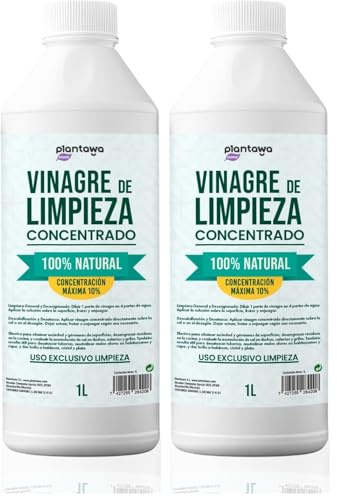 PLANTAWA Aceto concentrato 10º 1L | Aceto per pulire | Alcool bianco | Detergente multiuso naturale e potente, efficace antitico | Disinfetta, sgrassa e rimuove il calcare dalle superfici
