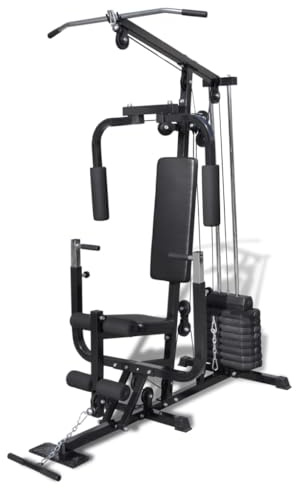 GeenYuu Multifunktionell stålhantelbänk med 8 viktskivor 41 kg, helkroppsgym för motionscykel och muskelbyggnad, inklusive curl- och fjärilsstation för överkroppen