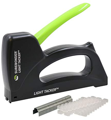 Surebonder 5540HOL Light-Duty Tacker Staple Gun for Holiday and Christmas Lights, Garland, Phone, Speaker, TV, and Computer Cable - 60 Staples and 30 Insulators Included
