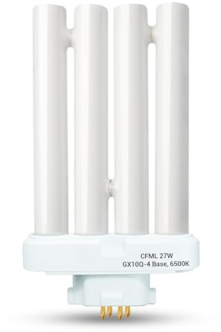 ARSUK 27W Ersättningslampa för Dagsljuslampor med hög Synskärpa, GX10Q-4 – 4-Pin CFL, 6500K Vit – Energibesparande Ersättningstublampa för Skrivbord, Kontor och Läsning (27 W)