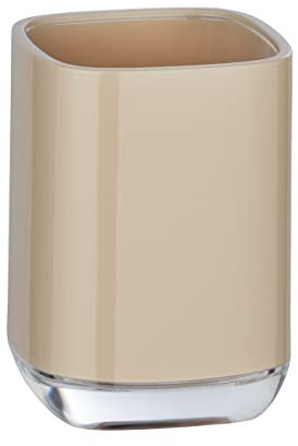 WENKO Vaso de dientes Masone arena - Soporte para cepillos de dientes, para cepillos y pasta de dientes, Poliestireno, 7.5 x 10.5 x 7.5 cm, Beige