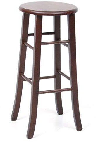 Sgabello Rotondo in Legno massello per Pub ristoranti pizzerie (Noce, Altezza 70 cm)