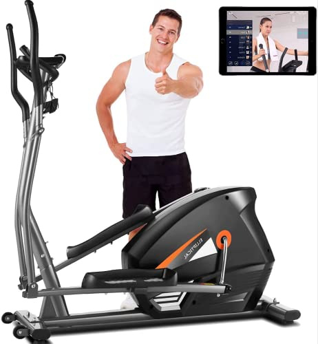 Profun Bicicletta Ellittica Fitness 10 livelli di Resistenza, Misurazione di Impulso, Connessione con APP, Monitor LCD, Volano Inerzia 7kg, Max 180 kG