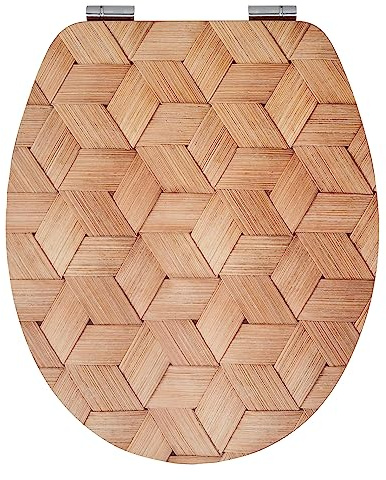 Wirquin 20723077 Abattant WC Diplomat Osier 100% FSC en MDF avec frein de chute, déclipsable, top fix et charnières en inox, forme en U