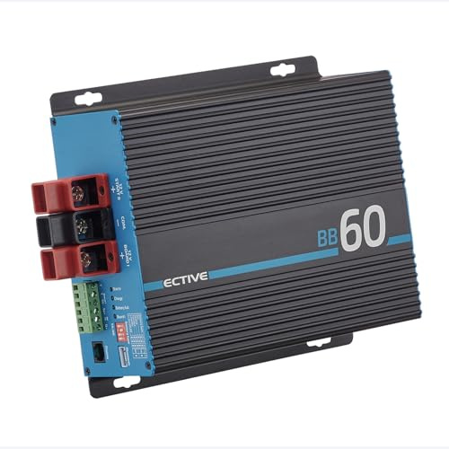 ECTIVE - BB 60 Ladebooster 60A 12V auf 12V - kompaktes DC-DC Ladegerät für AGM/Gel/Nass/LiFePO4 - Battery-to-Battery Lichtmaschine-Ladewandler für Wohnmobil, Auto, Van