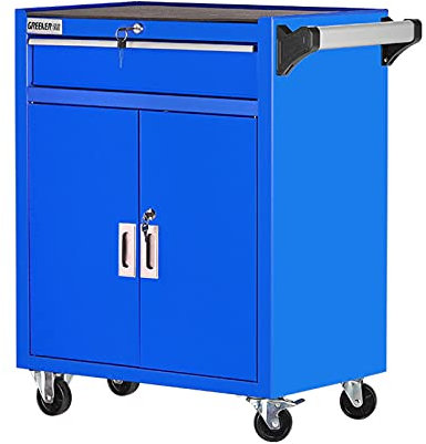 Rollender Werkzeugkasten, Stahl Werkzeugaufbewahrung Schrankorganisator mit Rädern Schublade und Schließsystem, Schwerlast Werkzeugwagen Werkbank für Garage, Grün (Color : Blue)