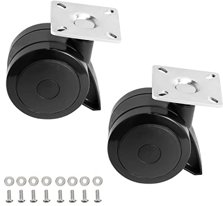 BBQ Future 69827 Fixed Caster Set for Weber Spirit 200/300 Series Grills (Model Years 2013-Current), Fixed Caster Wheel with Plate and Screws for Weber Grill Replacement Parts, 2 Pack, Black