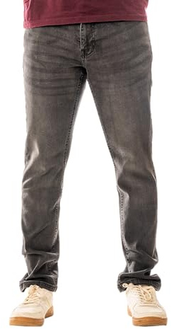 Vasego - Men's Denim Jeans Straight Fit - Classic Fit - Basic Denim Mens Jeans Trousers - Black & Blue - Work Clothing - Straight Cut (UK, Waist & Inseam, 32, 32, Black)