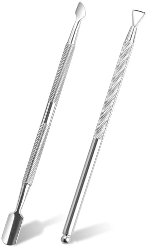 2 Pcs Professional Cuticle Pusher and Cuticle Peeler UV Gel Nail Polish Remover Tool Stainless Steel Dual Head Nail Scraper for Fingernails and Toenails