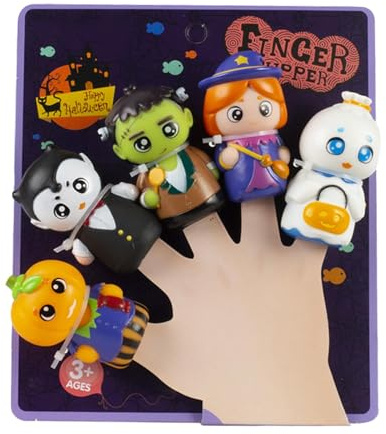 Simpatici burattini a dita per Halloween con dita per pupazzi con dita carini per il fumetto per il meraviglioso giocattolo interattivo di marionette, 5 pupazzi per la scuola