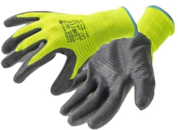 Högert Technik VECHTE guantes de protección recubiertos de nitrilo, verde/gris oscuro, talla 8, 12 pares/paquete, resistentes a la abrasión