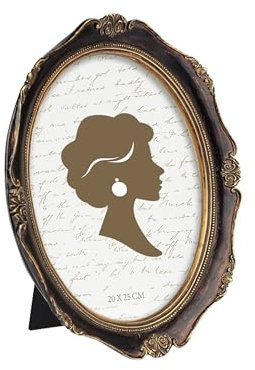 Tone Link. Cornice ovale vintage, 20 x 25 cm, lussuose cornici antiche con vetro frontale, da appendere alla parete, color noce