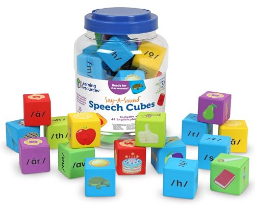 Learning Resources Say-a-Sound™ Sprachwürfel, Lernaktivitäten im Vorschulalter, ABC-Lernkarten, Sprachtherapie-Spielzeug, Geschenke für Kinder, ab 3 Jahren, 16 Stück