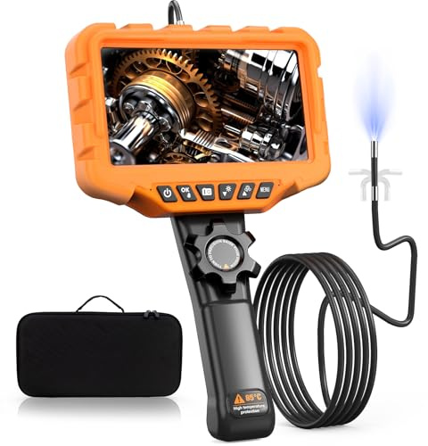 TURNRISE 210° Rotazione Telecamera Endoscopica 1,6M Endoscopio Industriale 7 Pollici Telecamera Ispezione Tubi con 8 luci LED IP67 Sonda Telecamera per fognatura 1080P Schermo diviso Scheda da 32 GB