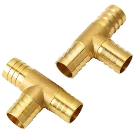 Lot de 2 raccords de tuyau 3 voies en laiton - Raccord d'eau 19 mm - Raccord en T pour tuyaux de 3/4 - Raccords en laiton en forme de T pour eau, gaz, air, huile, conduites de carburant