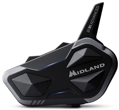 Midland - Interfono Moto Bluetooth BTR1 Advanced X, Auricolare Casco Moto, Portata 1200m, Conversazione tra 4 Persone, Connessione Universale Smartphone/GPS/Musica, Audio RFC Professionale
