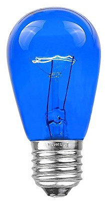 Novelty Lights Confezione da 25 lampadine di ricambio Edison per esterni S14, attacco E26, colore blu, 11 Watt