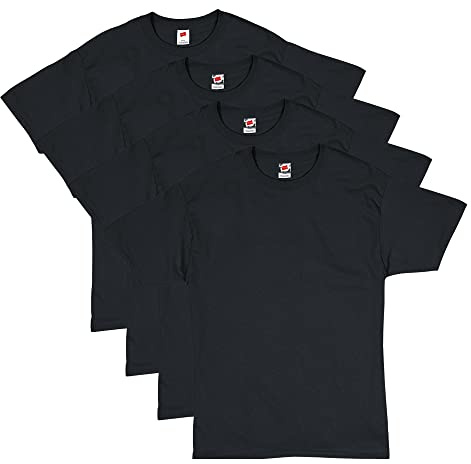 Hanes mens Essentials Short Sleeve T-shirt Value Pack (4-pack) athletic t shirts, Black, Large US