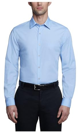 Van Heusen Men's Dress Shirt Fitted Poplin Solid, Cameo Blue, 16 Neck 32-33 Sleeve