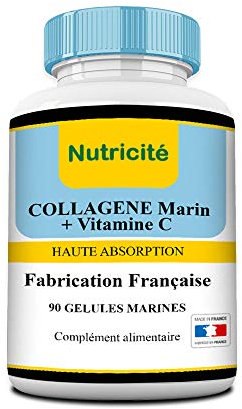 Collagène Marin + Vitamine C - 90 Gélules - Hydratation, Éclat & Anti-Âge - Renforce Peau, Articulations & Cheveux - Fabriqué en France, Naturel