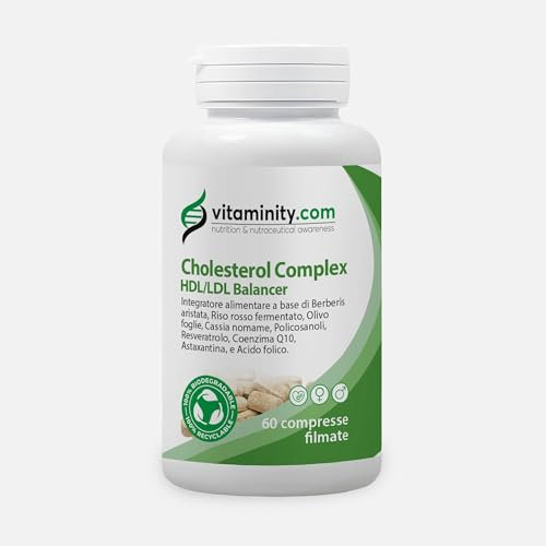 Vitaminity Cholesterol Complex HDL/LDL Balancer, Integratore Alimentare, a Base di Riso Rosso, Berberina, Mela Annurca - Formato da 60 Capsule