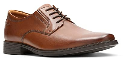Clarks Hombre Tilden Plain Oxford, Marrón (Dark Tan Leather 350), 39.5 EU