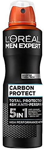 L'Oréal Paris Men Expert 48H Carbon Protect Anti-Perspirant Deodorant for Men, 250ml Pack of 6, Bulk Buy