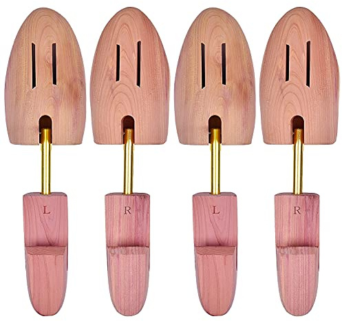 Tongzaner Cedar Shoe Tree for Men - Adjustable Wooden Stretcher for Leather Shoes (2-Pack) (M Fits Sizes 9-10)