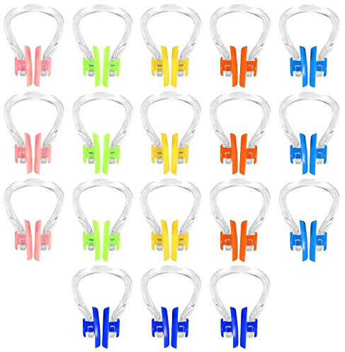 YUANQIAN 18Pcs Swimming Nose Clip, Silicone Swim Nose Plugs with Waterproof Silica Gel for Kids (Age 7+) and Adults, Multi-Color