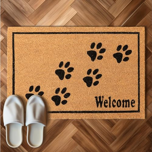HOMELEVEL Zerbino Ingresso - Zerbino Esterno e Interno in Cocco - Tappeto Ingresso Casa Appartamento - Tappetino Antiscivolo e Resistente 40x60 cm - Colore Naturale Design Welcome