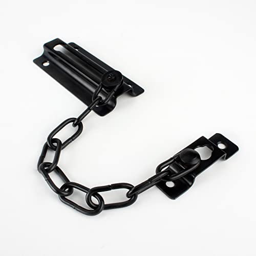 QOPAHI Chaîne de verrouillage de porte pour porte d'entrée, chaîne de sécurité pour porte intérieure, 85x40 mm, l'hôtel, pour éviter les intrusions non autorisées (noir)