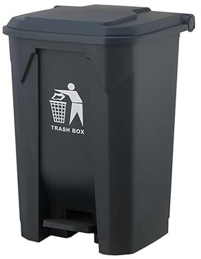 30L 50L 80L Recycling Dustbin Rubbish Pedal Bin Waste Trash Kitchen Indoor Outdoor Rubbish and Waste Bin with Pedal Home Office (80 Litre Black)
