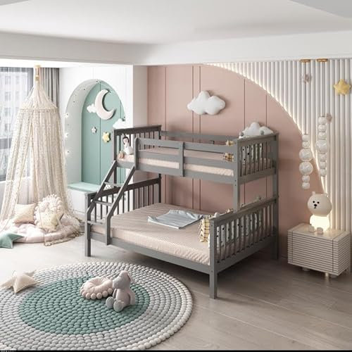 KOSY KOALA Wooden Triple Bunk Bed Children Bedroom Furniture Pine Frame 3FT Single 4FT6 Double 3 Sleeper kids bed Grey Bunk Bed