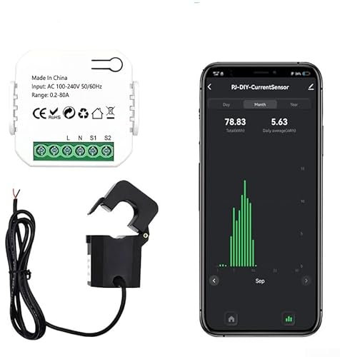 WiFi Smart Energy Meter, 80A für Tuya Smart Electric Meter, Stromwandler App Monitor mit Clamp CT, Electricity Monitor Automation Energy Meter, Energieverbrauchszähler-Datenverwaltung