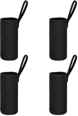 Hoshisea 4 Stück Flaschen Wasserflasche Thermo-Hülle, Isoliertasche, Flaschenhülle, zum Campen, Reisen, Arbeiten（Schwarz）