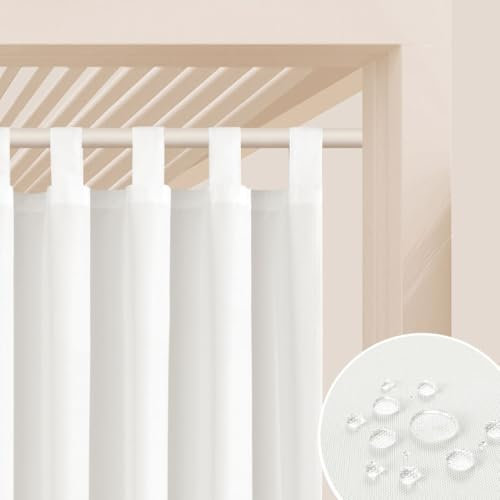 ROOM99 Tenda da esterno con passanti, 155 x 200 cm di larghezza x altezza, per esterni, impermeabile, protezione solare, da giardino, antivento, ecru