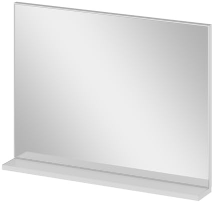 AQUABATOS Espejo de Baño Con Estante Sin Iluminación, 80 x 60 cm, de Pared Rectangular, Para Salón, Marco de Aluminio Plateado Mate