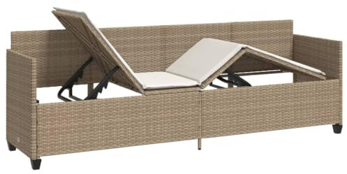 Festnight Gartensofa mit Liegefunktion Rattan Sofa 3 Sitzer Balkon Liegesofa Sonnenliege Gartenliege Verstellbar Rattansofa Lounge Sofa Liege Outdoor mit Schlaffunktion Balkonmöbel Bank