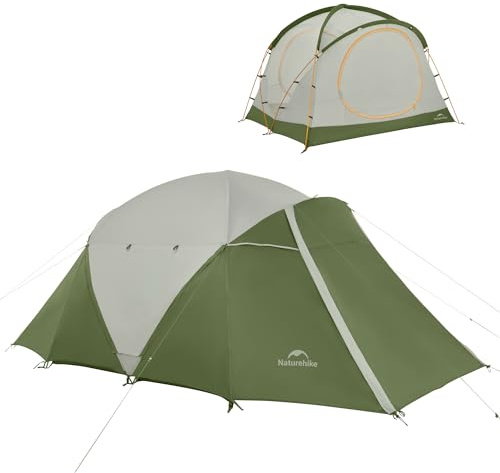 Naturehike KOTA 4-6 Person Camping Tent, Double Layer Waterproof 4 Person 6 Person Tents for Camping, Large and Tall Family Tent with Vestibules
