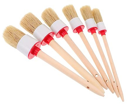 ANDRESLAD 6pcs Round Head Paint Cleaning Brush Upholstery Detail Varnish Cleaning Tool