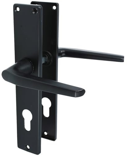 MS Beschläge - Langschildgarnitur - Türgriff Schwarz – Türklinke - Türbeschläge Türgriff für Innentüren - Schildgarnitur – Türdrücker - Drückergarnitur Zimmertür (Profilzylinder)