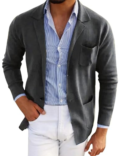 Blazer de Costume à Manches Longues Pour Homme - Veste Coupe Ajustée Intelligente Décontractée d'Affaires, Sportif et Léger