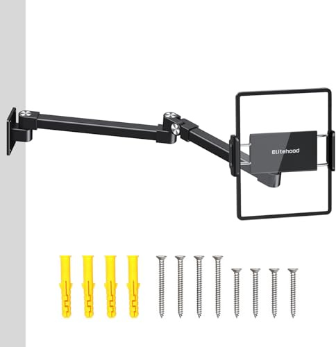 elitehood Tablet Wall Mount Holder, Aluminum Extendable iPad Wall Mount Holder with Foldable & Long Arm for Home Kitchen Office Use, Compatible with iPad Pro, Air, Kindle, iPhone All 4.7-13in Devices