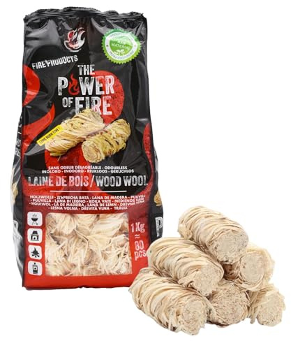 Riccioli Accendifuoco Naturale Ecologico in Lana di Legno Accendi Fuoco in Legno Vegetali Senza Odore Ecologici Imbevuto di Cera per Caminetto Stufa Barbeque Camino Ecologici Accendifuoco BBQ (1 Kg)