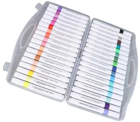Haofy Marcadores de Pintura Acrílica, 36 Colores, Punta Fina, Alta Cobertura, Marcadores de Arte con Agarre Triangular para Lienzo, Vidrio, Piedra y Más, Manualidades, Decoración del Hogar