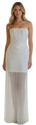 Strapless Sequin Wedding Dresses 2026 Beaded Wedding Dress for Bridal Sequin Formal Cocktail Party Gowns Ivory-Long 8