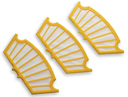 vhbw Filterset 3X Staubsaugerfilter kompatibel mit iRobot Roomba 560, 562, 563, 564, 565, 570, 580, 581, 585, 590 Staubsauger - Hauptfilter - gelb