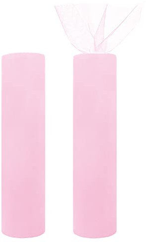 Handi Stitch 2 Stk Tüll Stoff Tüll Rolle Pink 30cm x 25m Mesh Stoff pro Rolle - Polyester Dekostoff Meterware für Geburtstag, Party, Geschenke, Verpackung, Hochzeit, Tutu Rock, Deko, Nähen, Basteln