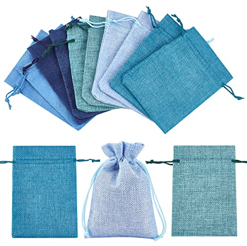 NBEADS Sacchetti piccoli con coulisse, 25 pezzi, 5 colori, blu, sacchetti regalo per feste e bomboniere, 14 x 10 cm