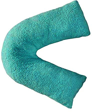 HOMES-LINEN Teddy Bear Fleece V Shaped Pillow Case Cover Nursing Pregnancy Maternity Orthopaedic Support (Teal)